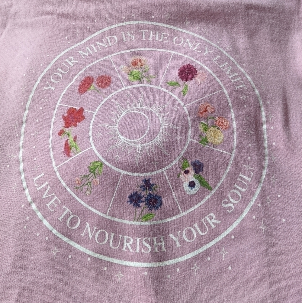𝅺cold CRUSH pink inspirational floral print hoodie sweatshirt  large